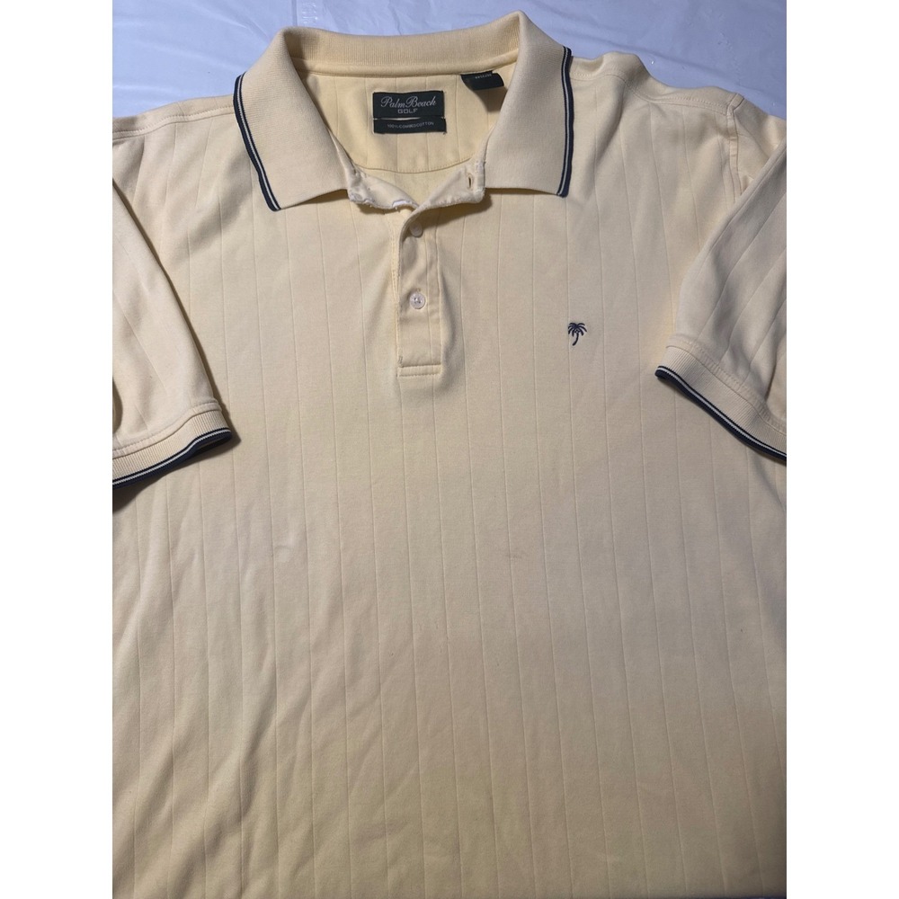 Palm Beach Golf Polo Shirt Mens XL Yellow Palm Tree‎ Short Sleeve